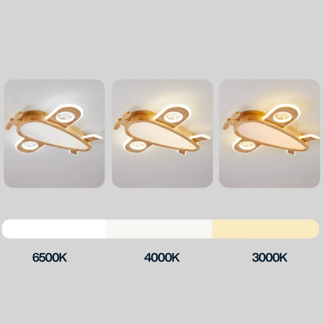 Modern Solid Real Wood Airplane Aircraft LED Ceiling Light Fixture for Boys Girls Kids Bedroom and Nursery 4HOME SINGAPORE
