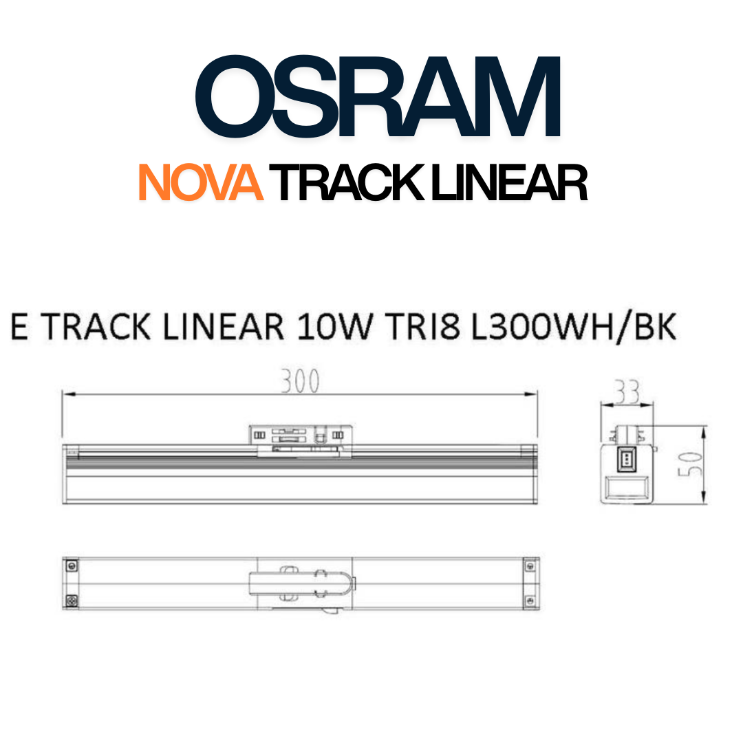 OSRAM Nova Linear Track Light 10W 300mm | 3CCT Selectable LED Track Linear (3000K/4000K/6500K)