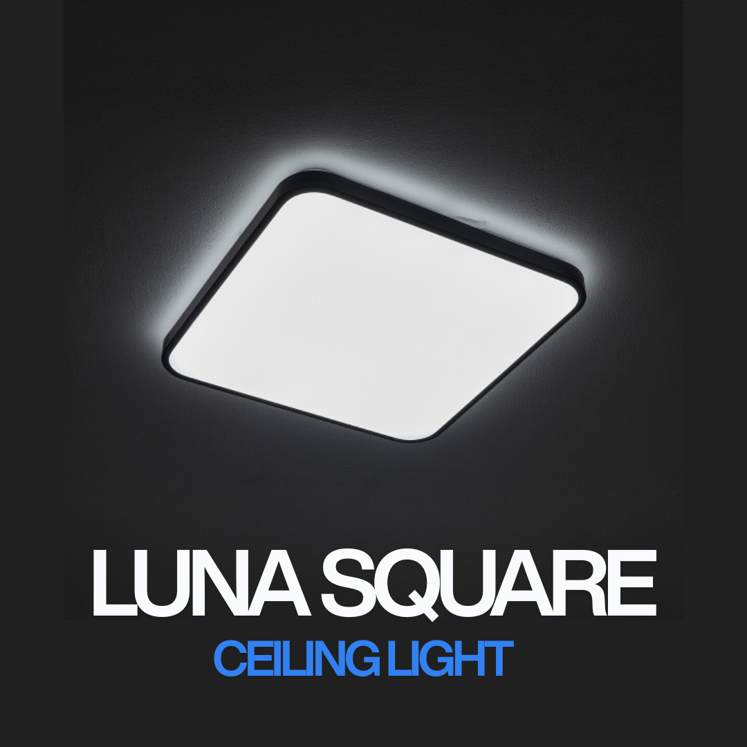 Luna Square LED Ceiling Light 38×38cm – Premium Slim Ceiling Light (Black / White)