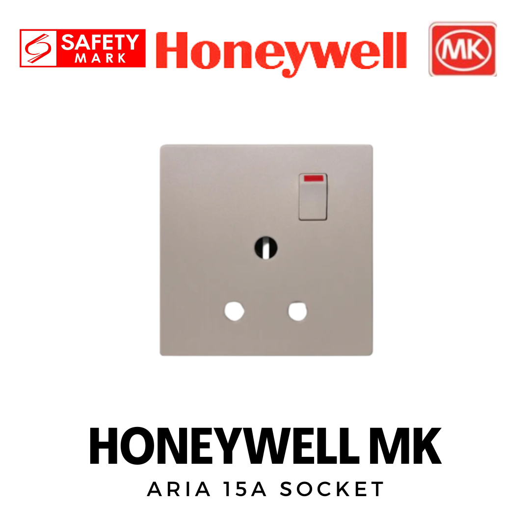 Honeywell MK Aria 15A Aircon Socket Outlet 86mm x 86mm | Safety Mark Certified | White / Space Black / Space Grey / Rose Gold