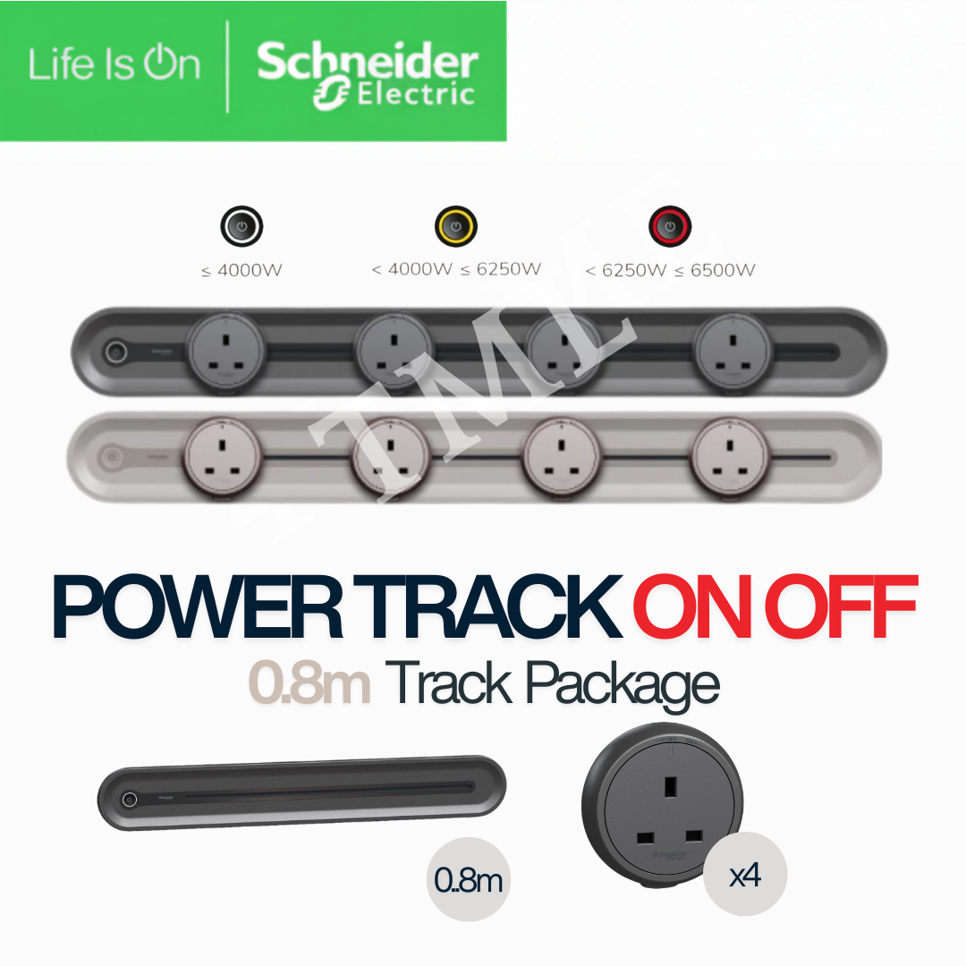 Schneider Power Track with USB & Single Socket Module – Dark Grey & Light Brown | 50cm, 60cm & 80cm