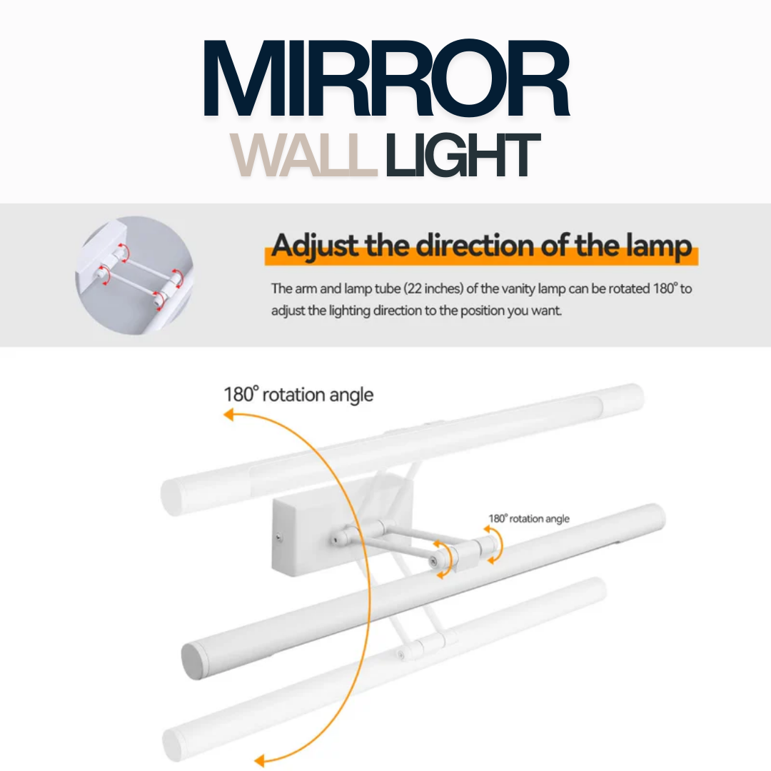 Modern 8W LED Mirror Wall Light - IP44 Bathroom Vanity Light Black, White, Chrome & Gold
