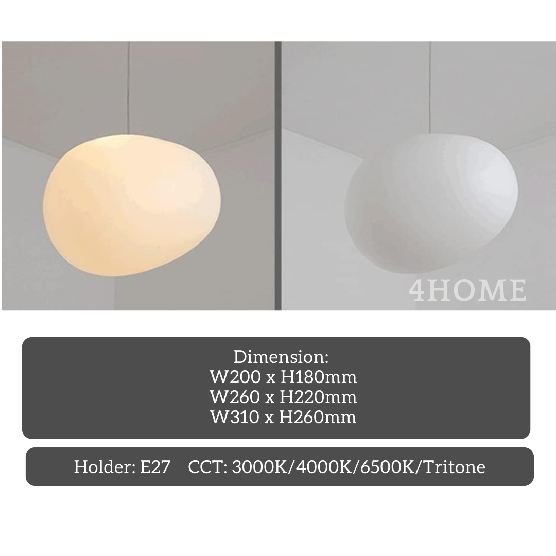 Pebble Pendant Light Modern Minimalist E27 Egg Shape Hanging Light for Dining Room, Kitchen, Living Room