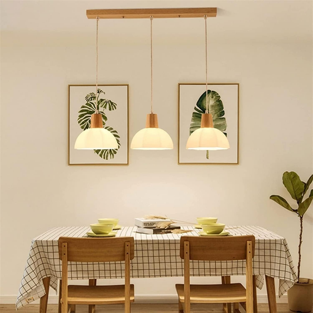 Scandinavian Wooden Pendant Ceiling Light | 3 Head Kitchen Island Light Fixture