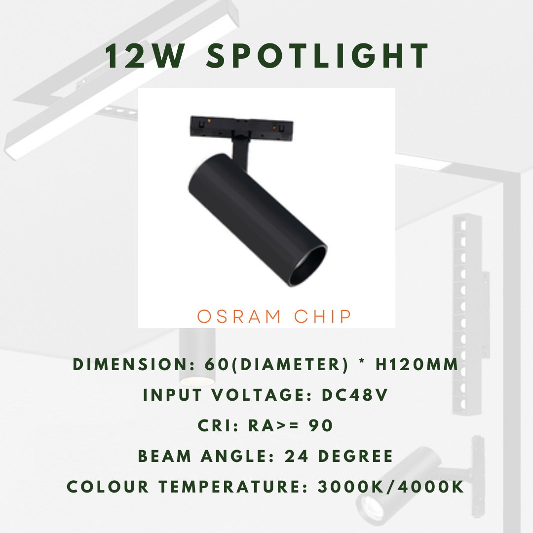 M20 12w track spotlight 48V magnetic track