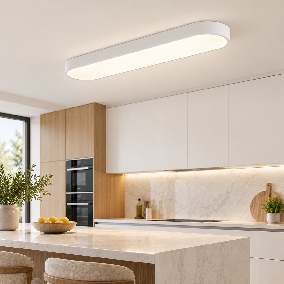 Modern Rectangular Pod LED Ceiling Light 60cm 90cm | 25W 33W | Tri-Tone Selectable CCT | Slim Surface Mount Ceiling Lamp for Kitchen Bedroom HDB BTO