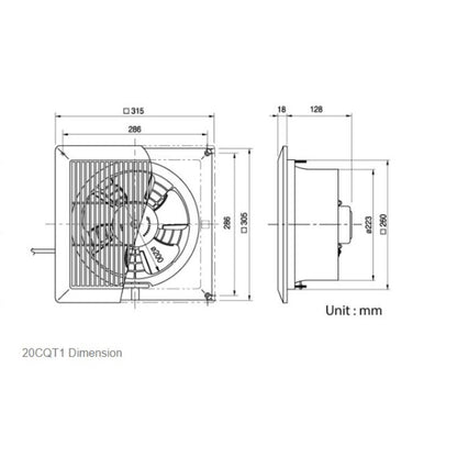KDK 20TGQF 20CQT1 Exhaust Fan Ceiling Mount Ventilating Ventilation Fan 4HOME SINGAPORE - 4HOME