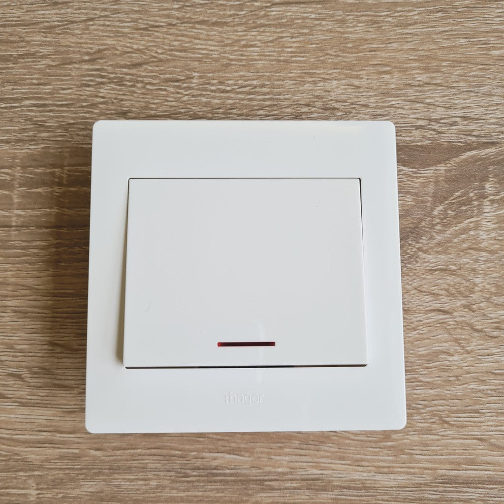 Hager Water Heater Double Pole DP Single Switch 20A with Neon 1Gang 1Way 2Way 1G1W 1G2W 4HOME SINGAPORE - 4HOME