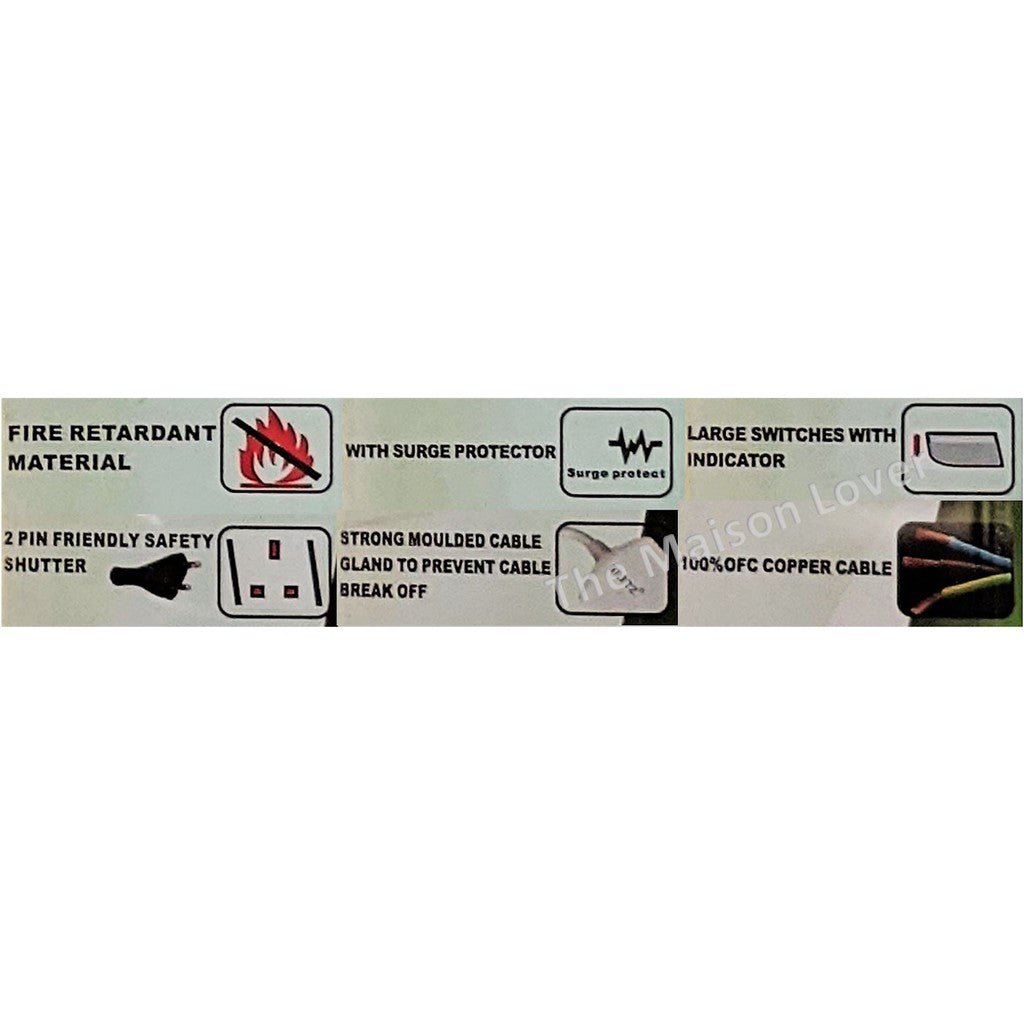 Britz Extension Socket Multi Plug Safety Surge Protector 3 Meter 3m 2Way 3Way 4Way 5Way 6Way 4HOME SINGAPORE - 4HOME