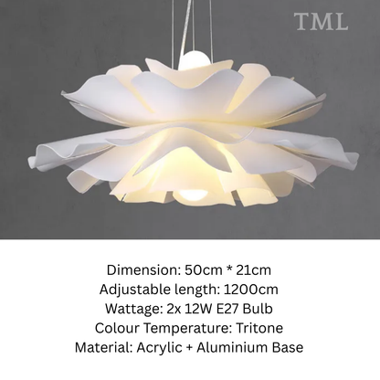 Modern White Flower Pendant Light – Elegant E27 LED Ceiling Hanging Lamp