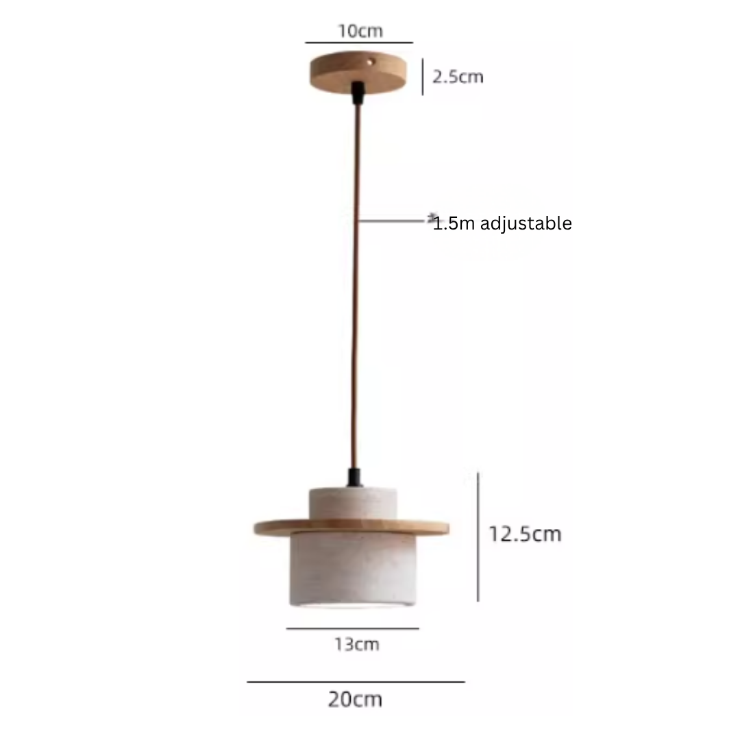 3 Head Travertine Pendant Light E27 | Modern Wooden Stone Hanging Lamp