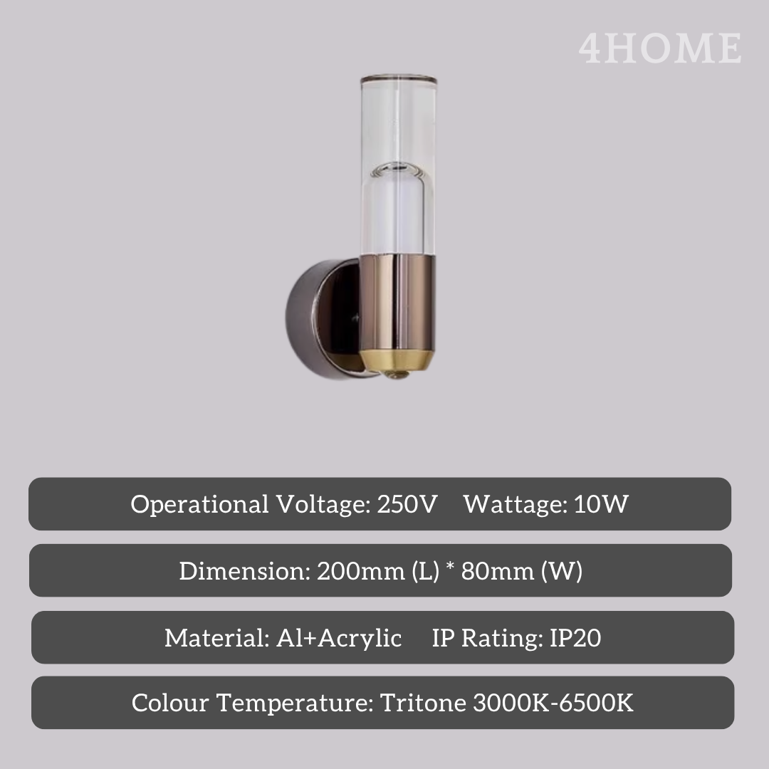 Modern Gun Metal LED Wall Light 10W Tritone – Luxury Ambient Wall Lamp (3000K–6500K)