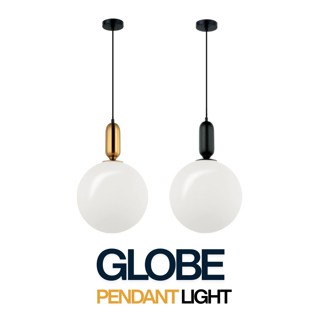 Moonlit Pearl Globe Pendant Light | Modern Glass Pendant Lamp in Gold & Black