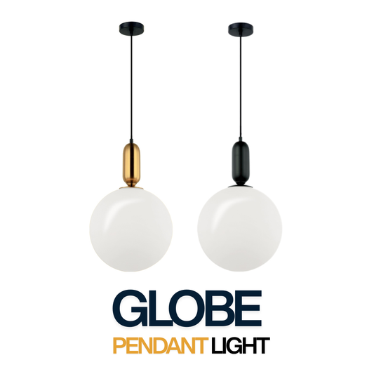 Moonlit Pearl Globe Pendant Light | Modern Glass Pendant Lamp in Gold & Black