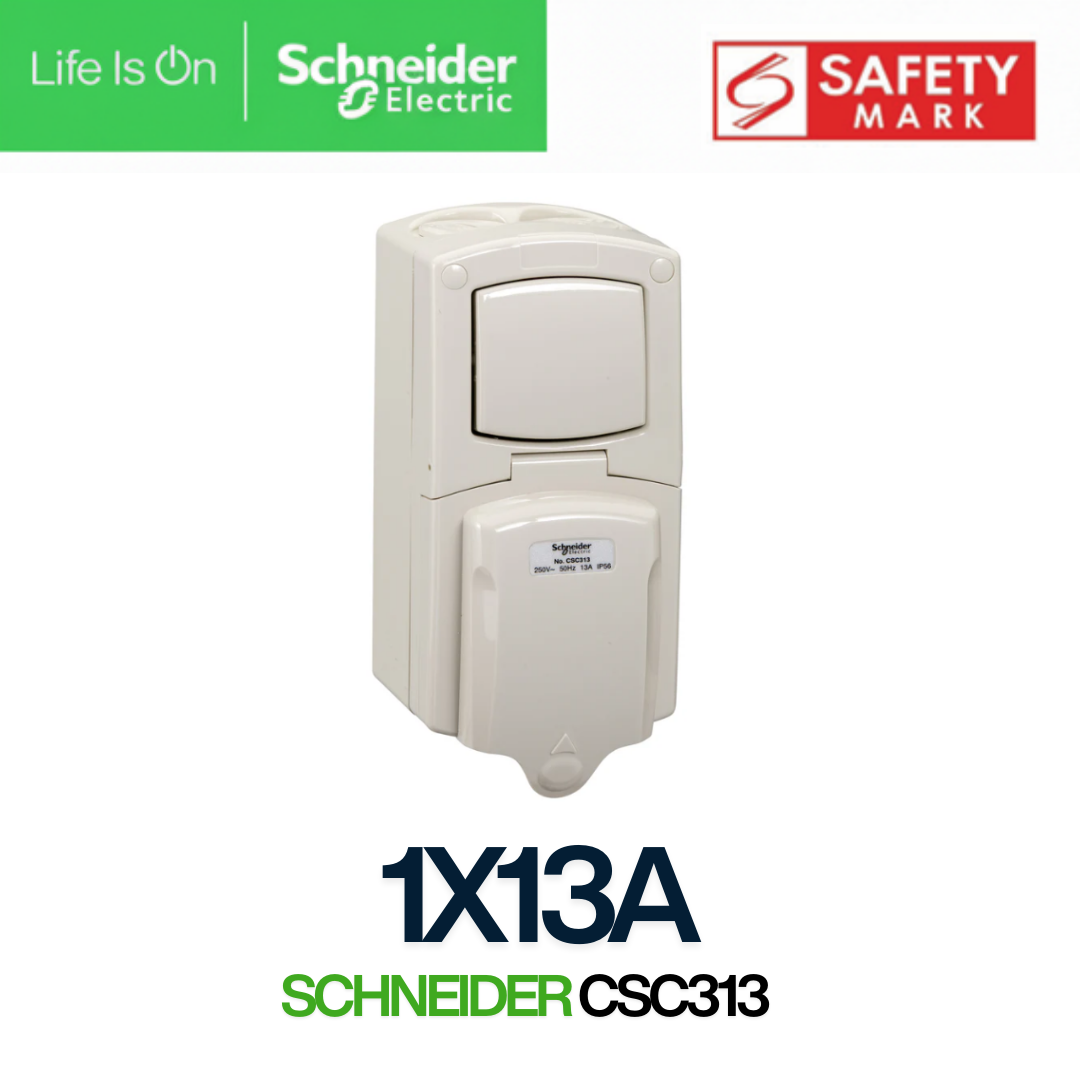 Schneider Kavacha AS Weatherproof 13A Switch and Socket Outlet CSC313