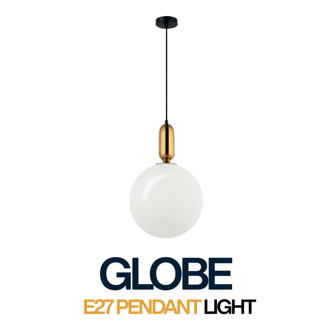 Moonlit Pearl Globe Pendant Light | Modern Glass Pendant Lamp in Gold & Black