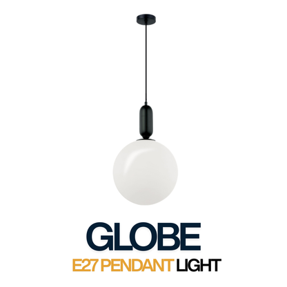 Moonlit Pearl Globe Pendant Light | Modern Glass Pendant Lamp in Gold & Black