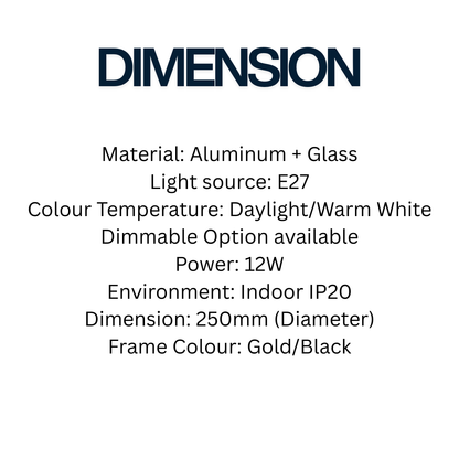 Moonlit Pearl Globe Pendant Light | Modern Glass Pendant Lamp in Gold & Black