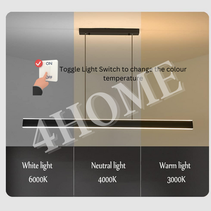 Premium Minimalist White linear Parallel Radiance Pendant Light Dining Island Study Tritone 120cm 4HOME SINGAPORE - 4HOME