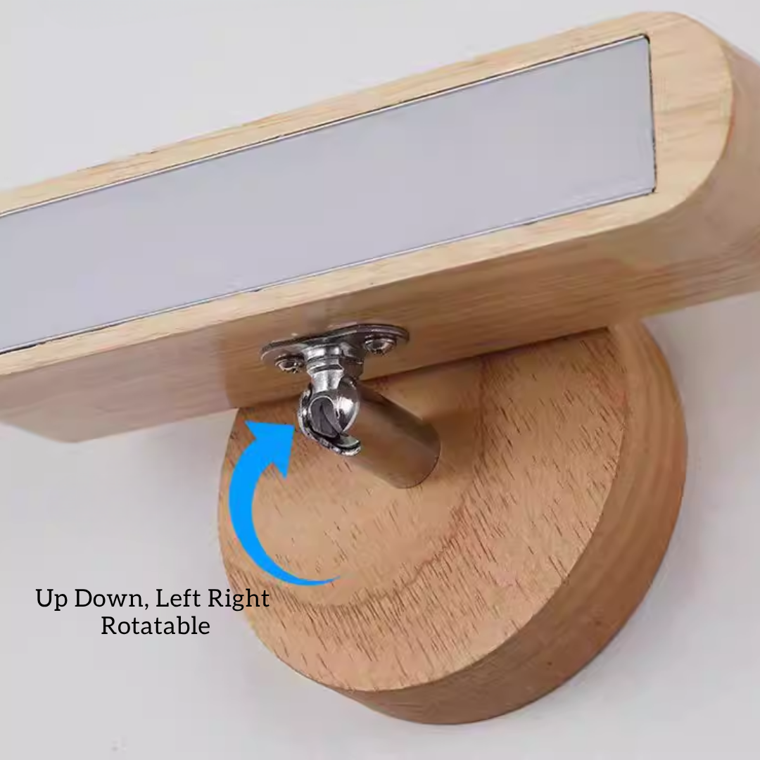Real Wood Modern LED Wall Light 6W Tritone – Adjustable Up/Down Left/Right