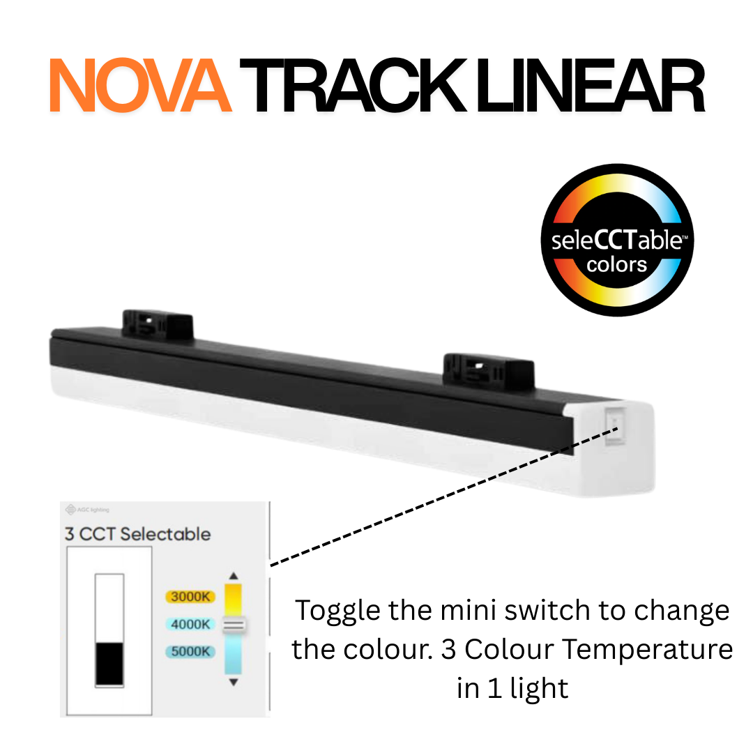 OSRAM Nova Linear Track Light 10W 300mm | 3CCT Selectable LED Track Linear (3000K/4000K/6500K)