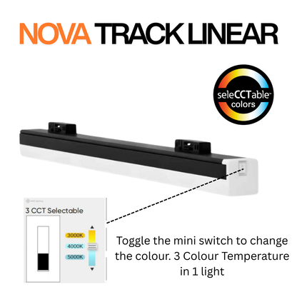 OSRAM Nova Linear Track Light 10W 300mm | 3CCT Selectable LED Track Linear (3000K/4000K/6500K)