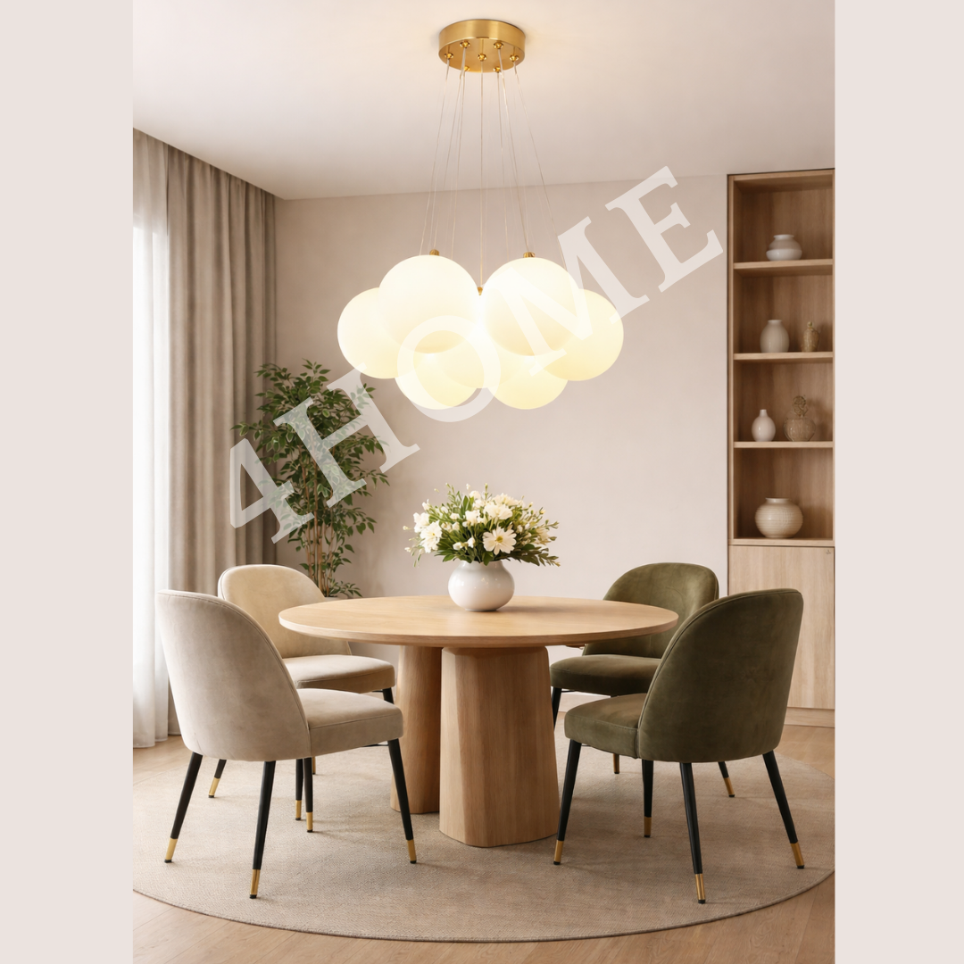 Premium 7-Head Moon Globe Pendant Light at dining area