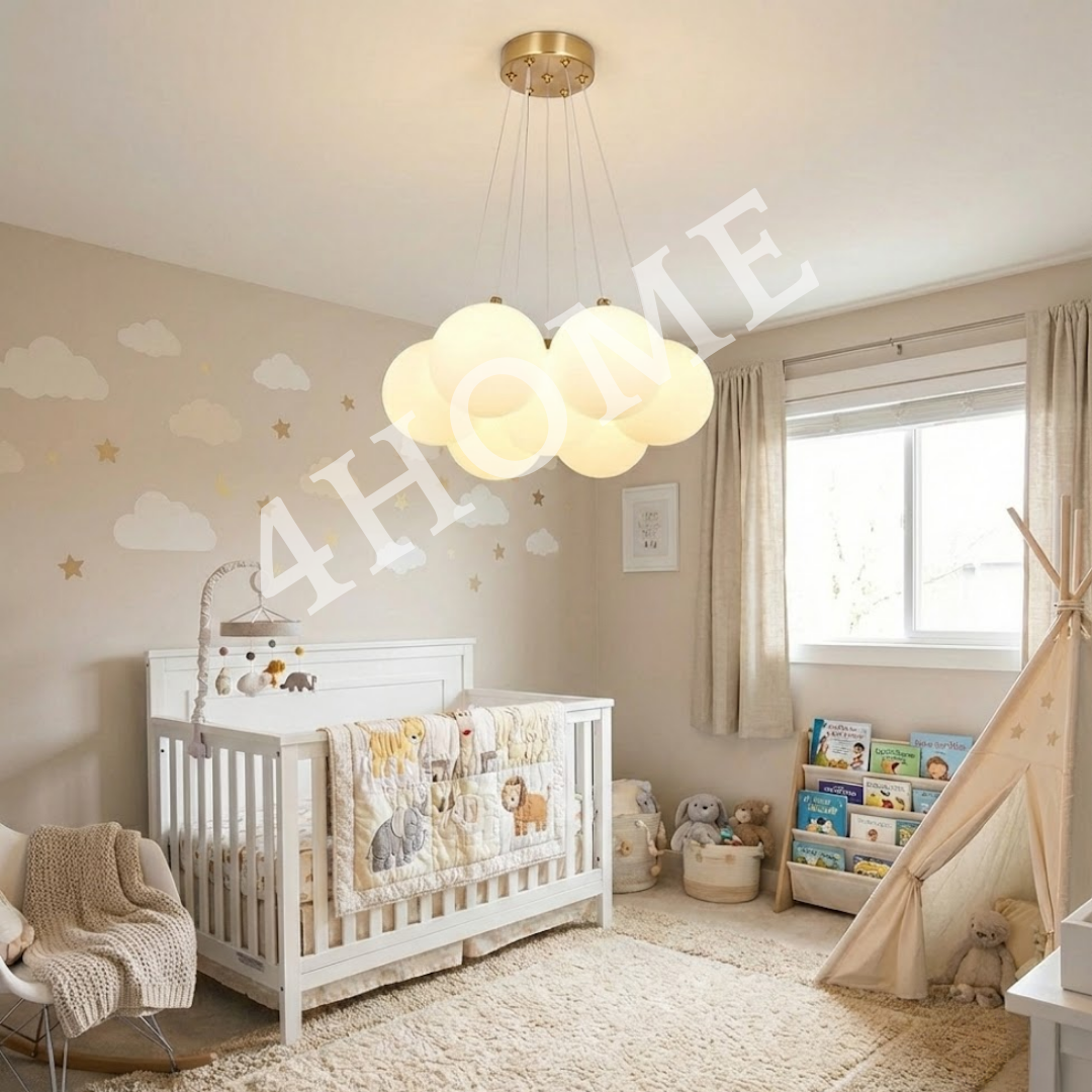 Premium 7-Head Moon Globe Pendant Light in Nursery Room