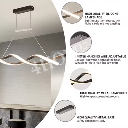 Premium Modern Wavy Dual Twist long Black Linear Pendant Light for Dining Island 4HOME SINGAPORE - 4HOME
