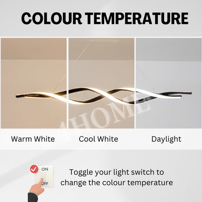 Premium Modern Wavy Dual Twist long Black Linear Pendant Light for Dining Island 4HOME SINGAPORE - 4HOME