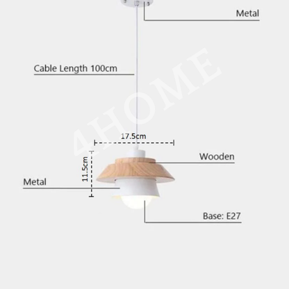 Premium Mokuzai Wood Pendant Light – Modern Wooden Hanging Ceiling Lamp, E27, Adjustable Indoor Lighting 4HOME
