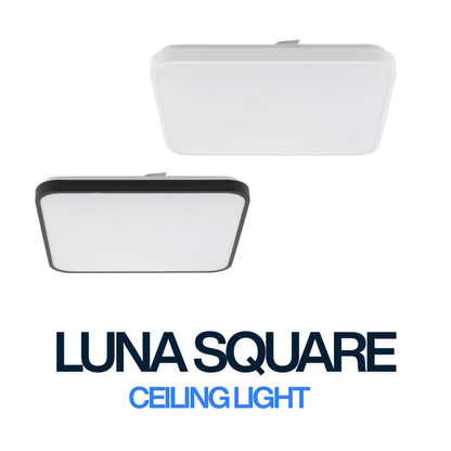 Luna Square LED Ceiling Light 38×38cm – Premium Slim Ceiling Light (Black / White)