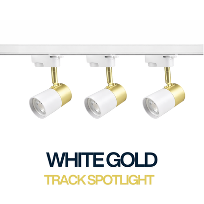 Black / White GU10 Track Spotlight Set with Vintage Gold Holder – Adjustable Track Light