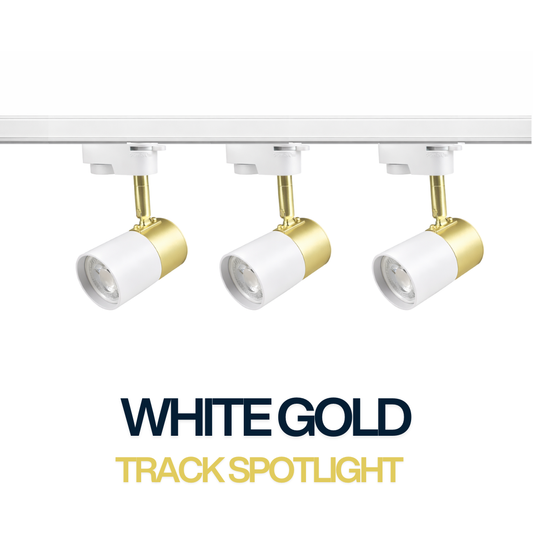 Black / White GU10 Track Spotlight Set with Vintage Gold Holder – Adjustable Track Light