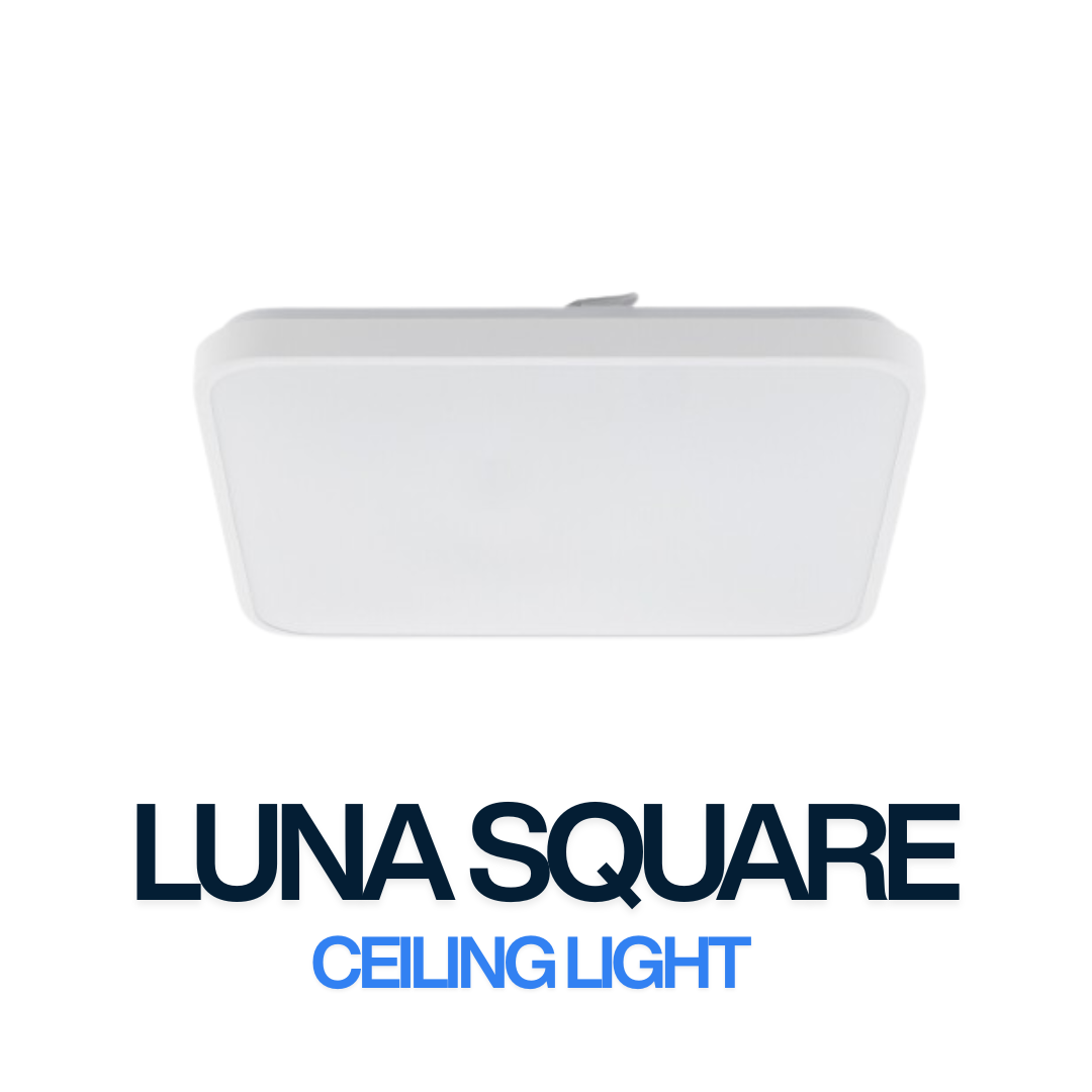 Luna Square LED Ceiling Light 38×38cm – Premium Slim Ceiling Light (Black / White)