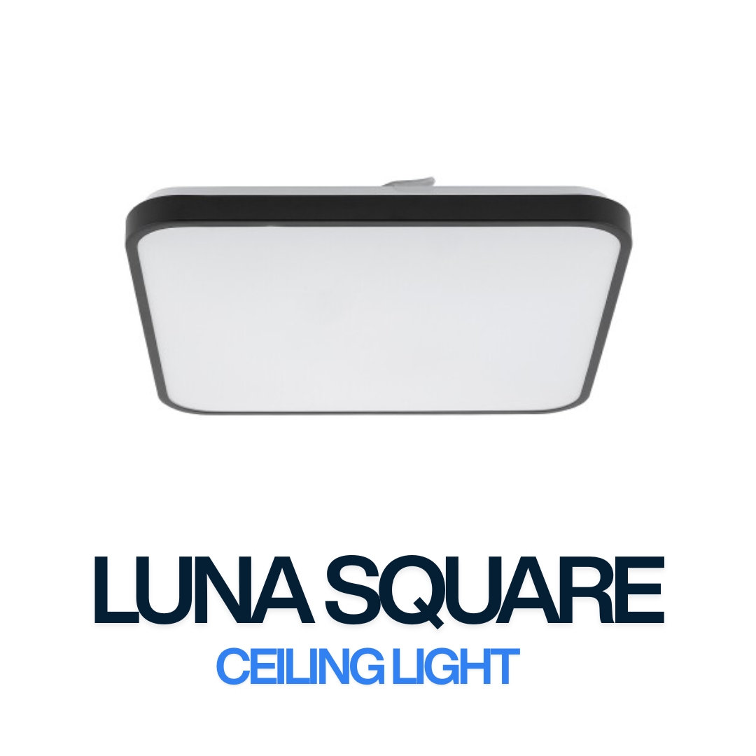 Luna Square LED Ceiling Light 38×38cm – Premium Slim Ceiling Light (Black / White)