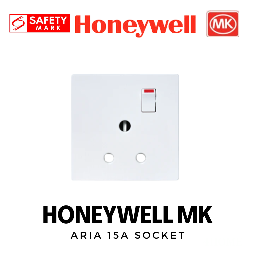 Honeywell MK Aria 15A Aircon Socket Outlet 86mm x 86mm | Safety Mark Certified | White / Space Black / Space Grey / Rose Gold