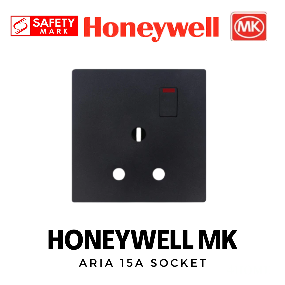 Honeywell MK Aria 15A Aircon Socket Outlet 86mm x 86mm | Safety Mark Certified | White / Space Black / Space Grey / Rose Gold