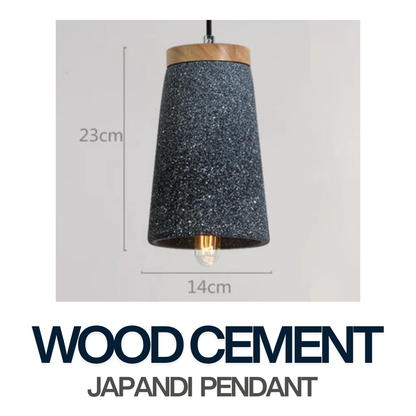 Japandi Wood Cement Pendant Light -sand black