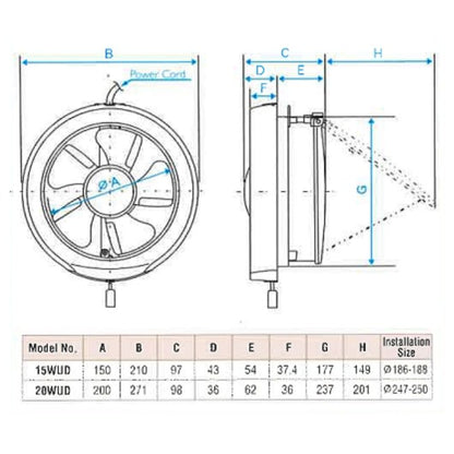 15wud 20wud kdk ventilation fan details