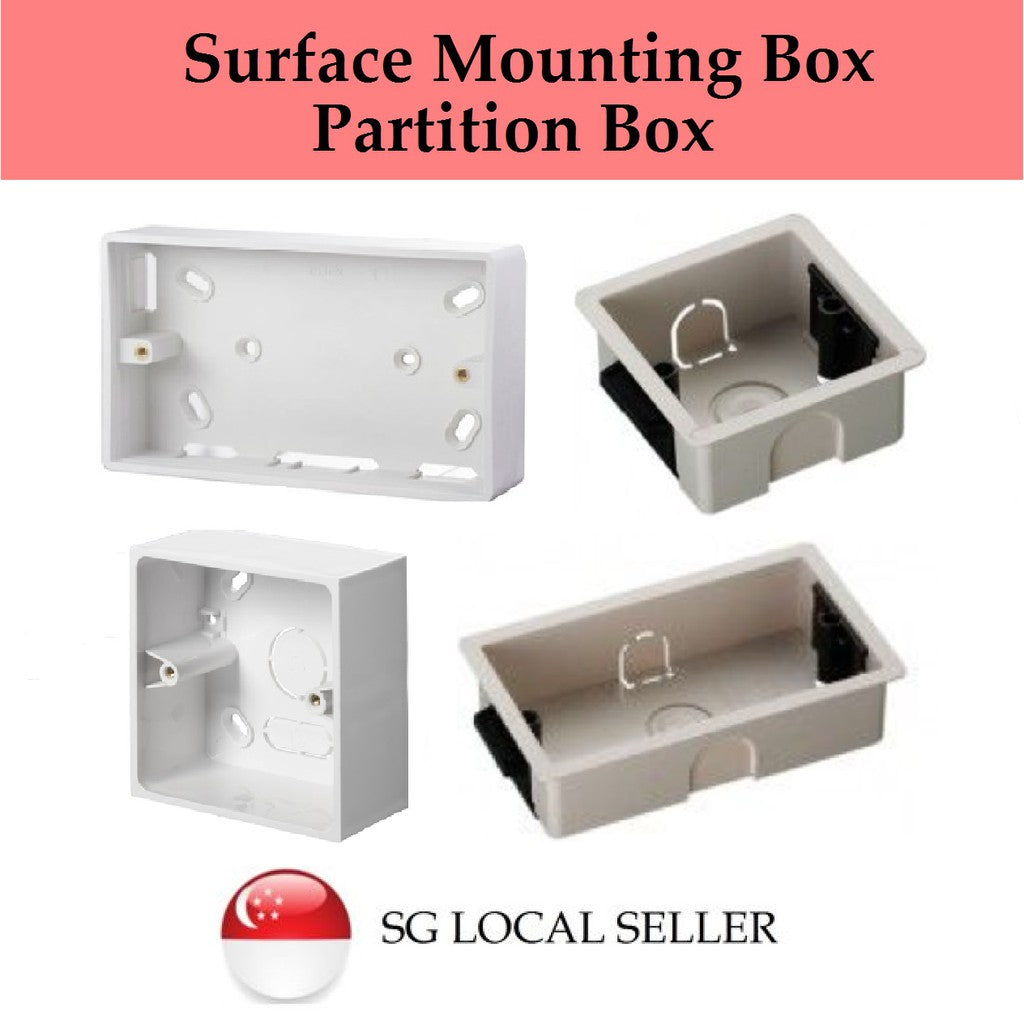 [Bundle of 4] 1Gang 2Gang Switch Socket Surface Mounting Box Partition Box KO Box Standard Size White 4HOME SINGAPORE - 4HOME