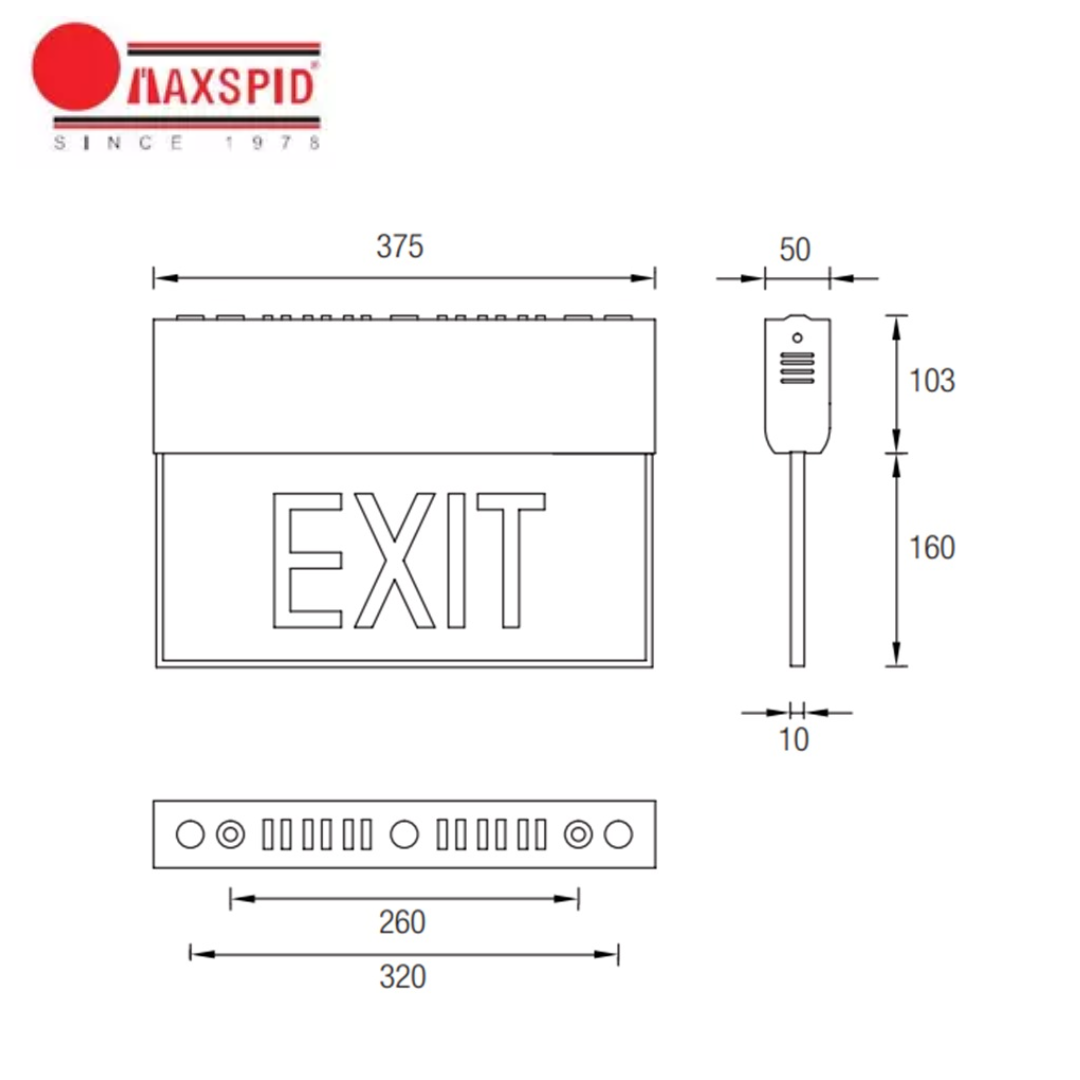 MAXSPID Slimline Emergency Exit Light LED | Ultra-Thin Exit Sign | Battery Backup | Ceiling/Wall Mount | Singapore Safety Compliant