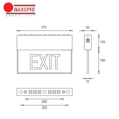 MAXSPID Slimline Emergency Exit Light LED | Ultra-Thin Exit Sign | Battery Backup | Ceiling/Wall Mount | Singapore Safety Compliant