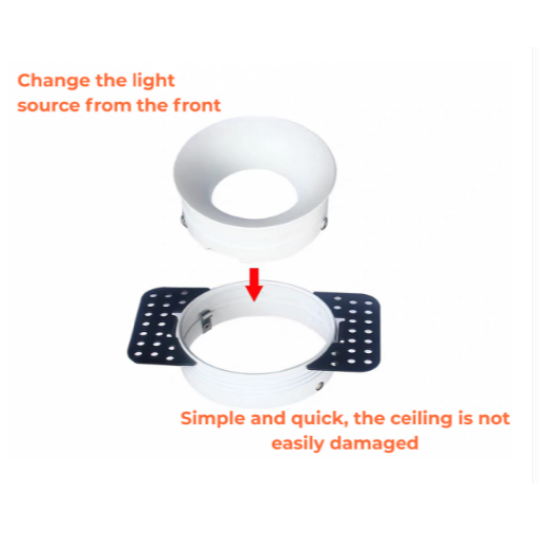 Frameless Trimless Recessed Spotlight GU10 – Plaster-In Ceiling Downlight, Aluminium Matt White