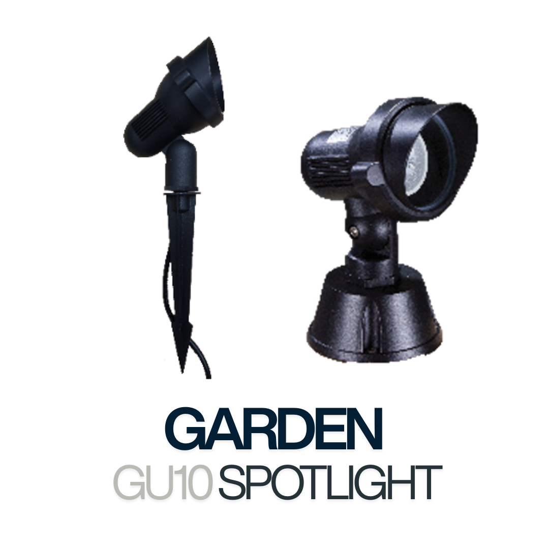 Garden GU10 Spotlight – Outdoor Spike / Base Landscape Light (Black, 185–265V)
