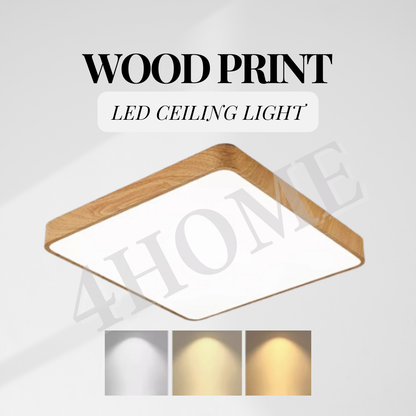 36W Nordic Minimal LED Ceiling Light Wood Laminate Square Frame Daylight Warm White Tritone Macaron 4HOME SINGAPORE - 4HOME