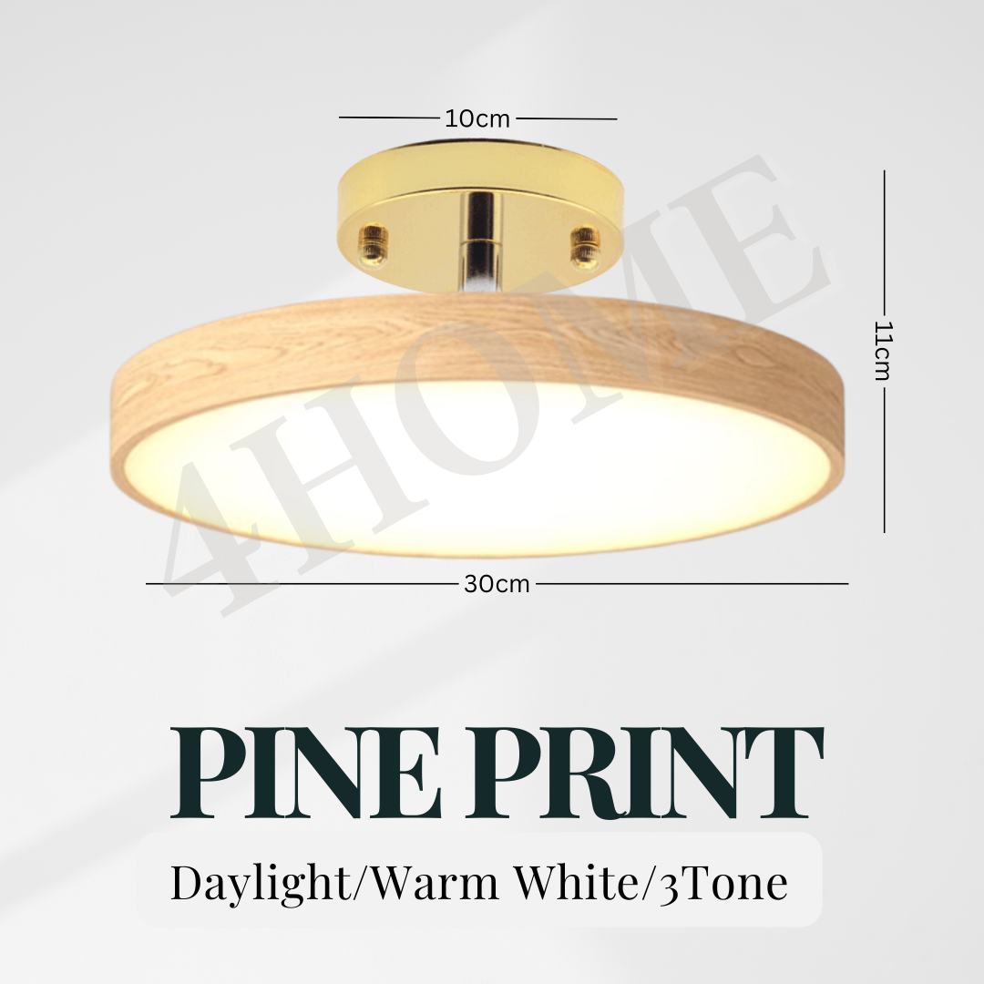 Premium Nordic UFO 24W 36W Black White Walnut Pine Wood Print