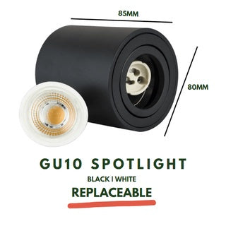 Premium LED GU10 Round Square Spotlight Cylindrical Black White Replaceable GU10 Rotatable 4HOME SINGAPORE - 4HOME