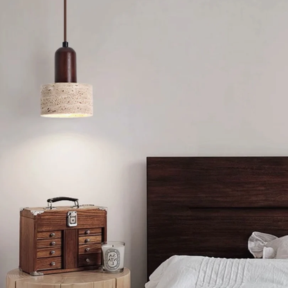 Natural Travertine Pendant Light – Modern Stone Hanging Lamp | E27 Minimalist Ceiling Light