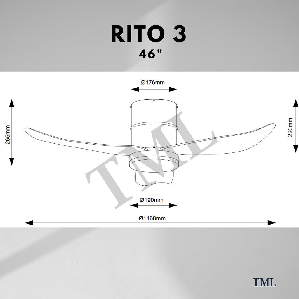 Fanco Smart RITO 3 RITO 5 Black White Pine Wood Ceiling Fan 3 Blades 5 Blades 4HOME SINGAPORE - 4HOME
